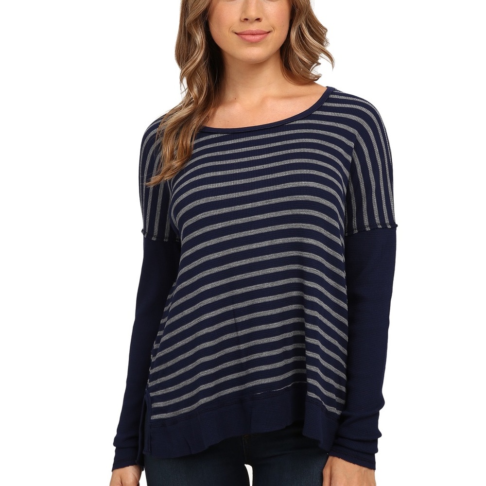 NWT Michael Stars Thermal Stripe Wise Scoop Neck - Picture 1 of 4
